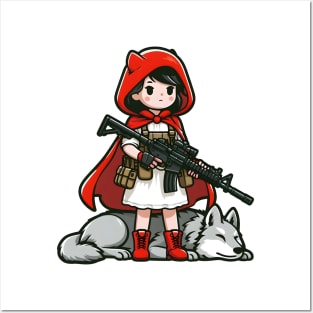 Tactical Little Red Riding Hood Adventure Tee: Where Fairytales Meet Bold Style Posters and Art